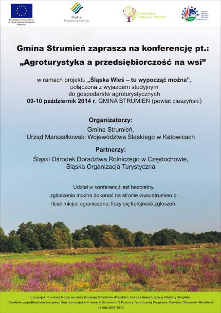 Zaproszenie na konferencję "Agroturystyka a przedsiębiorczość na wsi" - plakat